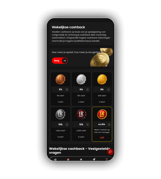 Wekelijkse cashback bij LuckyRoller Casino